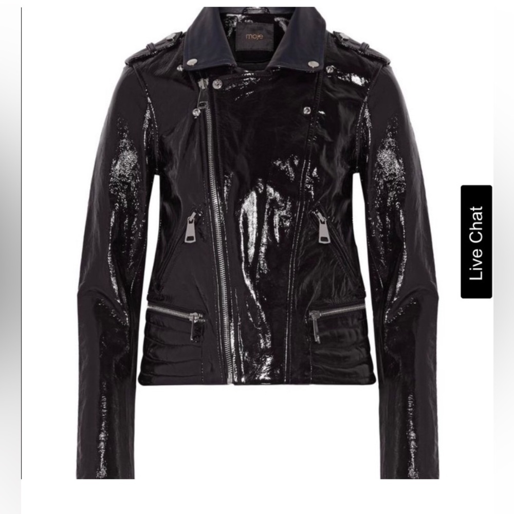 Maje Patent Leather moto Jacket